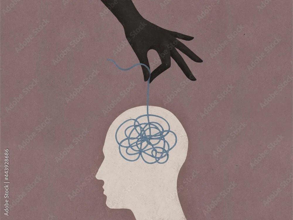 Mental health and psychotherapy concept illustration